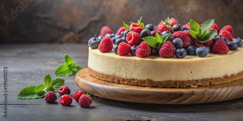 Delicious cheesecake topped with fresh wild berries , cheesecake, dessert, sweet, food, berries, fruit, creamy, indulgent