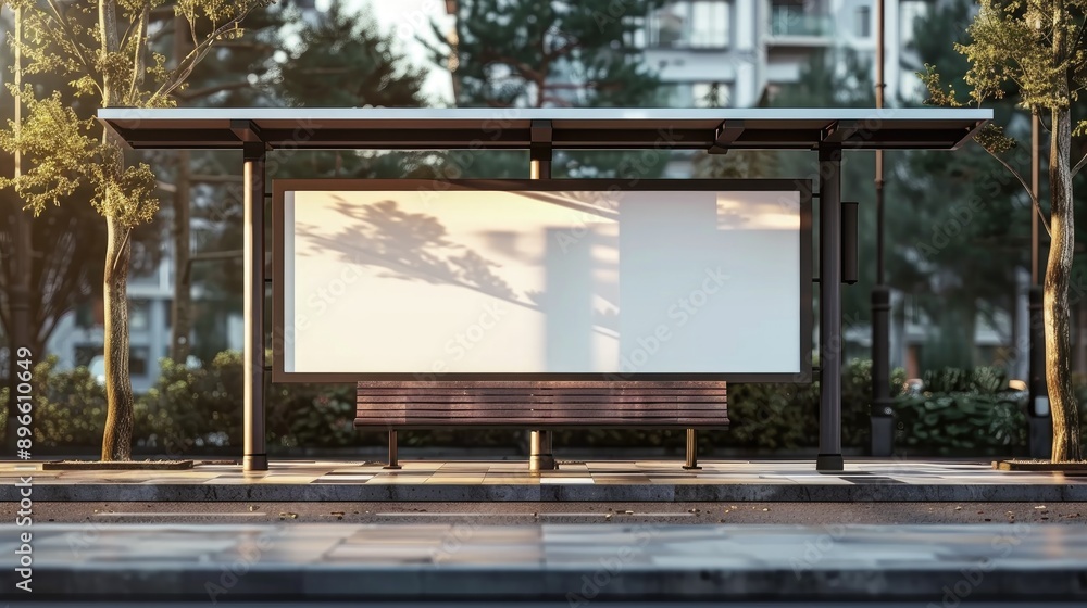 Mockup of empty bus stop billboard for advertising purposes Mockup of empty bus stop billboard for advertising purposes