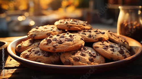 a pile of crunchy and sweet chocolate cake with a sprinkling of chocolate chips on top on a plate