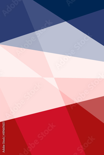 Abstract polygonal style France flag colors vertical poster. French state red, white and blue background low poly creative country symbol. Concept eps banner