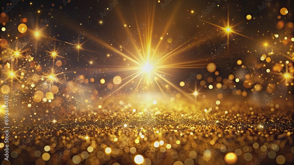 Abstract background of flickering gold particles and light flare , gold, particles, light, flare, abstract, background Abstract background of flickering gold particles and light flare , gold, particles, light, flare, abstract, background