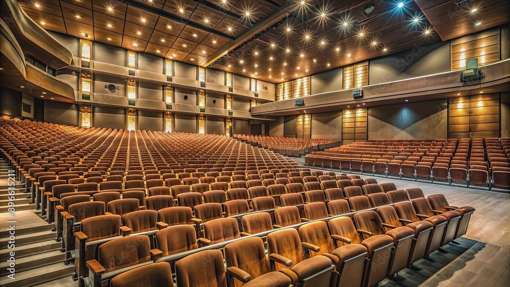 Empty theater chairs in a dimly lit auditorium , theater, empty, seats, row, chairs, interior, audience, stage, cinema Empty theater chairs in a dimly lit auditorium , theater, empty, seats, row, chairs, interior, audience, stage, cinema