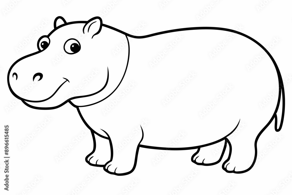 Funny Hippo Vector Illustration Cartoons, Clipart, Line Art Design on White Background, Playful funny hippo vector illustration on a white background - perfect for fun designs Funny Hippo Vector Illustration Cartoons, Clipart, Line Art Design on White Background, Playful funny hippo vector illustration on a white background - perfect for fun designs