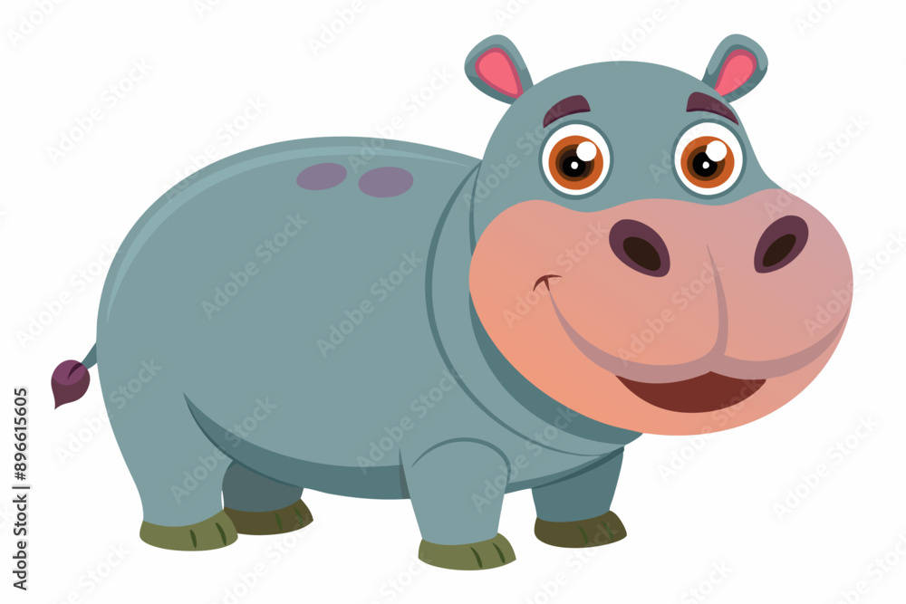 Obraz premium Funny Hippo Vector Illustration Cartoons, Clipart, Line Art Design on White Background, Playful funny hippo vector illustration on a white background - perfect for fun designs