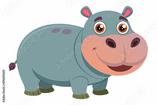 Funny Hippo Vector Illustration Cartoons, Clipart, Line Art Design on White Background, Playful funny hippo vector illustration on a white background - perfect for fun designs