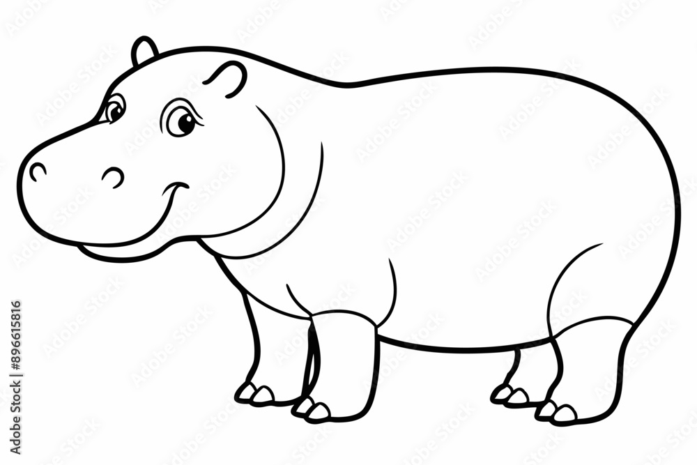 Funny Hippo Vector Illustration Cartoons, Clipart, Line Art Design on White Background, Playful funny hippo vector illustration on a white background - perfect for fun designs Funny Hippo Vector Illustration Cartoons, Clipart, Line Art Design on White Background, Playful funny hippo vector illustration on a white background - perfect for fun designs