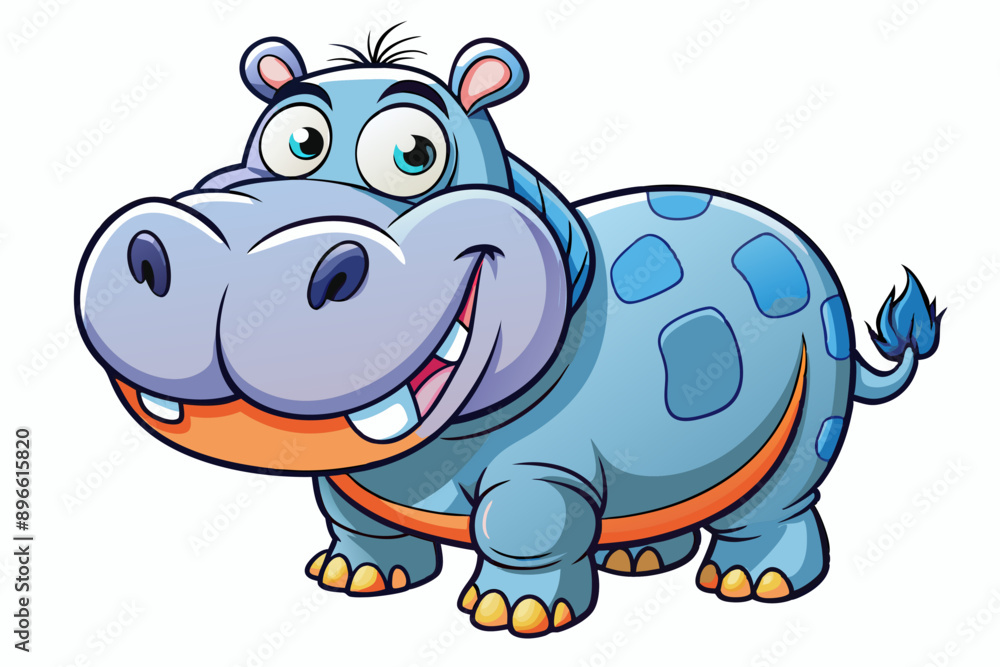 Funny Hippo Vector Illustration Cartoons, Clipart, Line Art Design on White Background, Playful funny hippo vector illustration on a white background - perfect for fun designs