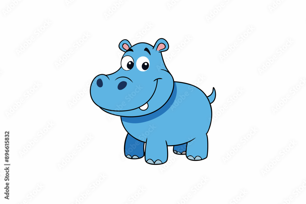 Funny Hippo Vector Illustration Cartoons, Clipart, Line Art Design on White Background, Playful funny hippo vector illustration on a white background - perfect for fun designs