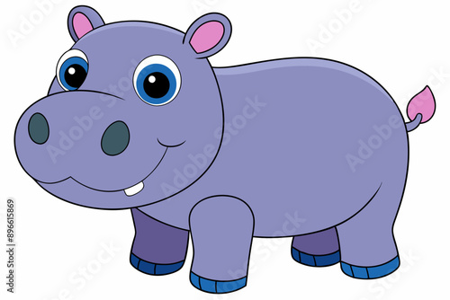 Funny Hippo Vector Illustration Cartoons, Clipart, Line Art Design on White Background, Playful funny hippo vector illustration on a white background - perfect for fun designs