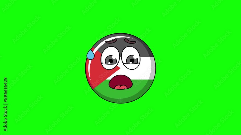 palestine flag emoticon with an expression of sweltering, hot, sweating palestine flag emoticon with an expression of sweltering, hot, sweating