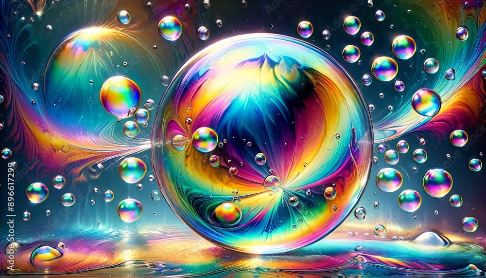 Large soap bubble disintegrates into fine droplets Large soap bubble disintegrates into fine droplets