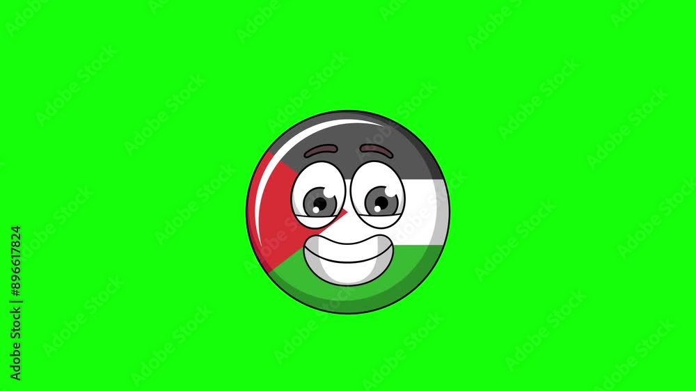 The grimacing face of palestine flag mascot, nervousness, embarrassment, or awkwardness The grimacing face of palestine flag mascot, nervousness, embarrassment, or awkwardness