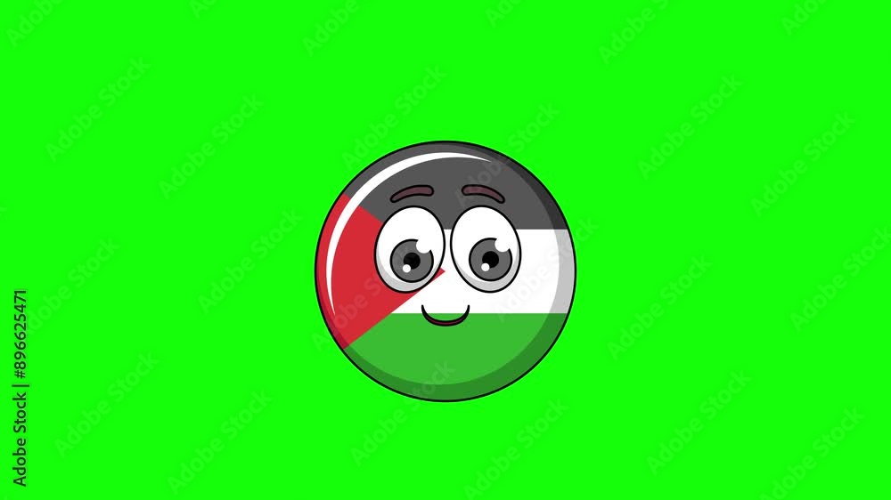 palestine flag cartoon with a smiling face with heart eyes, emoji emoticon animation palestine flag cartoon with a smiling face with heart eyes, emoji emoticon animation