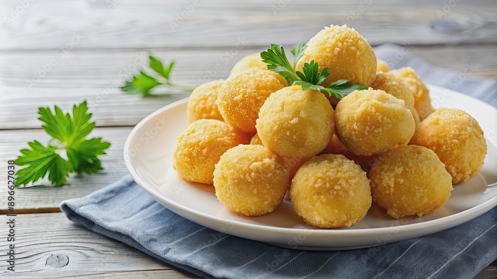 Delicious frozen cheesy potato balls on a white plate , frozen, cheesy, potato, balls, appetizer, snack, food, meal, fried Delicious frozen cheesy potato balls on a white plate , frozen, cheesy, potato, balls, appetizer, snack, food, meal, fried