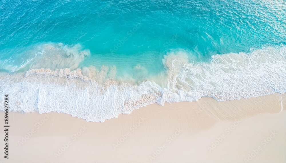 Beautiful tropical summer beach, top view of white sand and blue sea waves, nature background, vacation in paradise concept for tourism, vivid colorful. Beautiful tropical summer beach, top view of white sand and blue sea waves, nature background, vacation in paradise concept for tourism, vivid colorful.