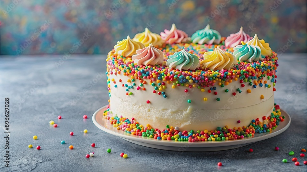 Mouth-watering cake with creamy frosting and colorful sprinkles, dessert, sweet, treat, bakery, gourmet, food Mouth-watering cake with creamy frosting and colorful sprinkles, dessert, sweet, treat, bakery, gourmet, food