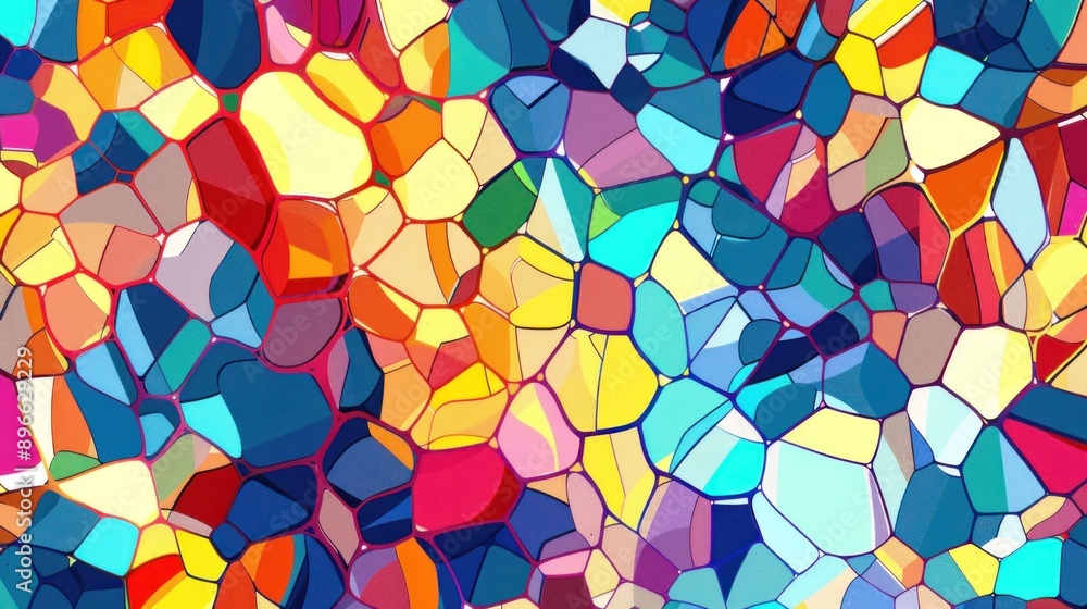 Colorful Stained Glass Mosaic Background with Various Shapes and Sizes for Artistic Design and Creative Projects Colorful Stained Glass Mosaic Background with Various Shapes and Sizes for Artistic Design and Creative Projects