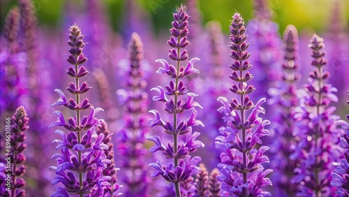 Close-up of beautiful purple sage flowers in full bloom  sage  bloom  purple  flowers  close-up  garden  herbal  plant