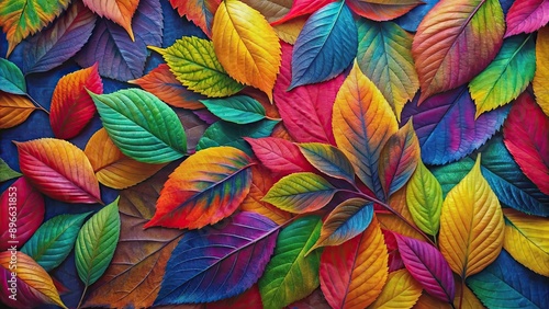 Wallpaper Mural Vibrant abstract leaves painting with bold colors and dynamic composition, perfect for modern art aesthetic Torontodigital.ca