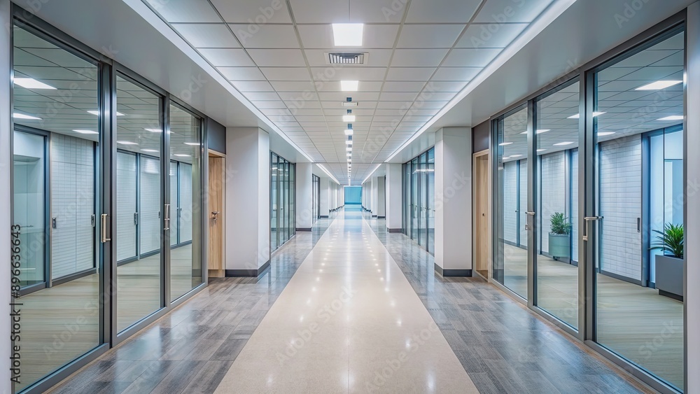 Long, empty corridor of a modern office building , corridor, building, interior, architecture, hallway, empty Long, empty corridor of a modern office building , corridor, building, interior, architecture, hallway, empty