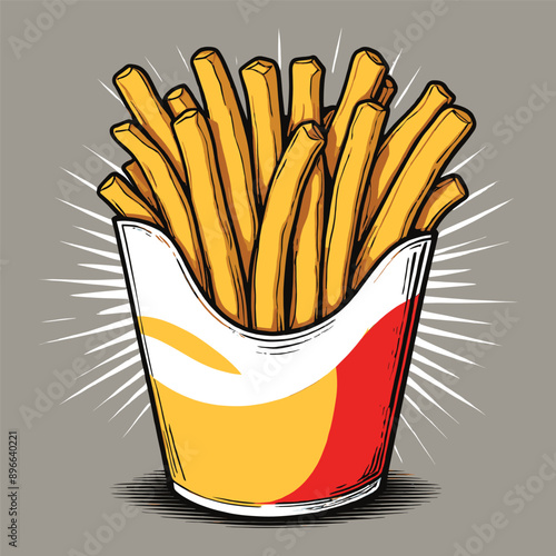 French fries potato tasty fast street food on gray background