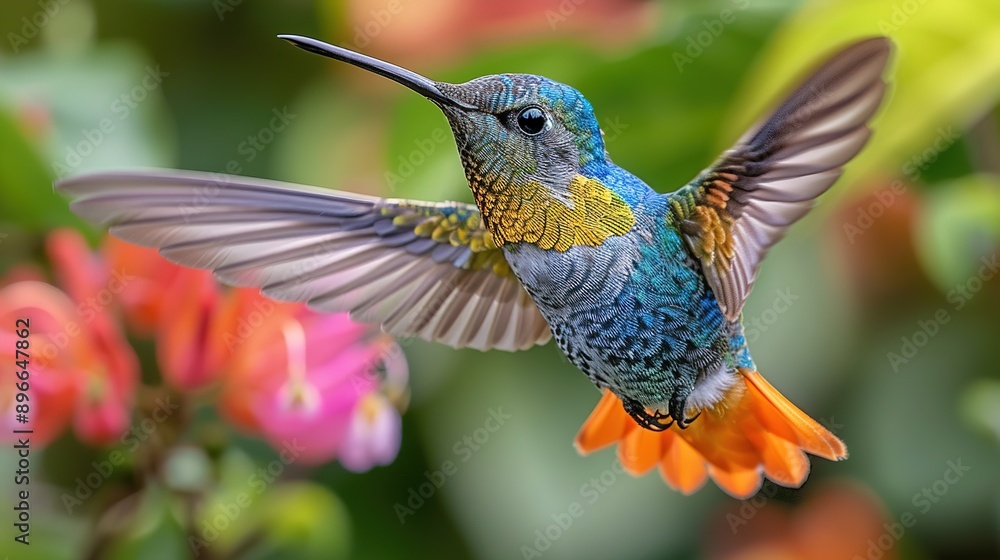 Fototapeta premium In the Wild: Golden-Tailed Hummingbird at National Park