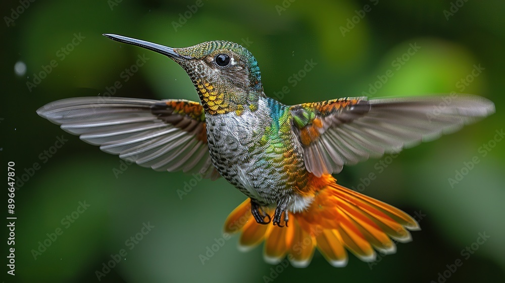 Fototapeta premium In the Wild: Golden-Tailed Hummingbird at National Park