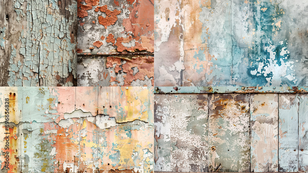 Watercolor mottled texture on rustic and weathered surfaces, aged patina, and vintage charm 