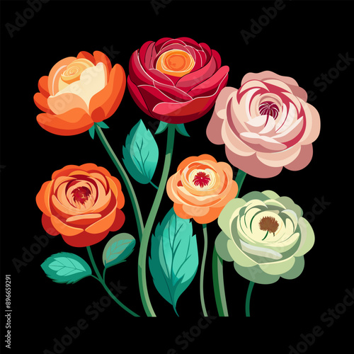 Outline flower set for artistic designs.