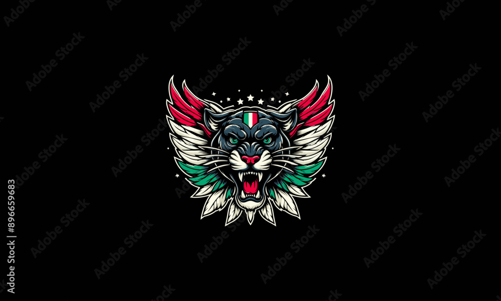 head panther with wings motif italy vector mascot design head panther with wings motif italy vector mascot design