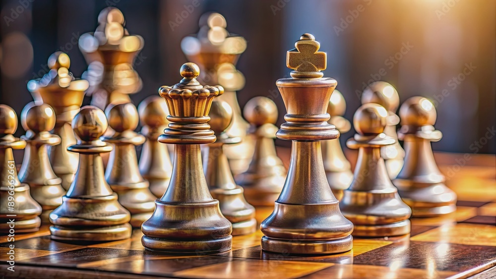 Close up of chess pieces on a wooden chess board, strategy, game, competition, tactics, intelligence, challenge, victory, defeat Close up of chess pieces on a wooden chess board, strategy, game, competition, tactics, intelligence, challenge, victory, defeat