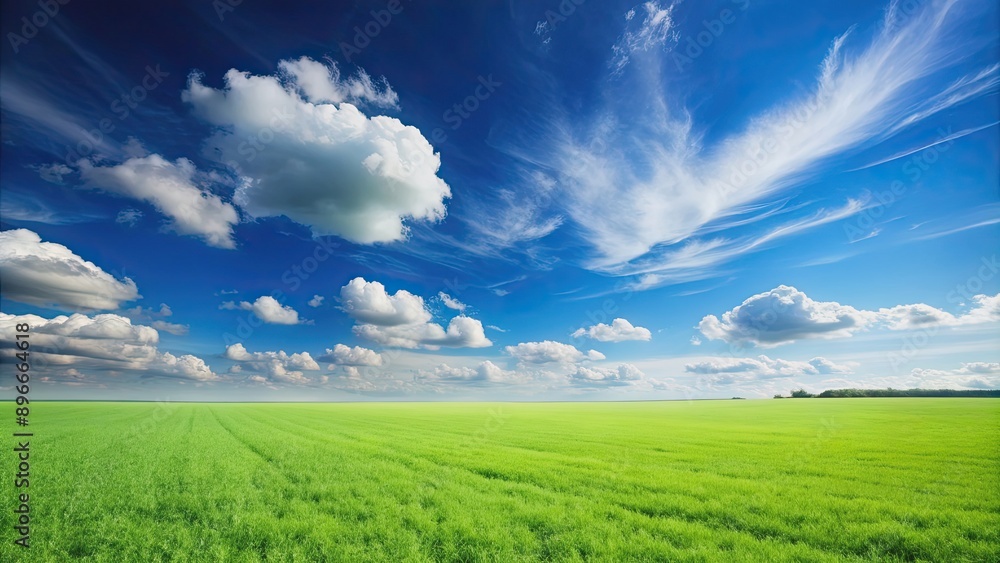 Wide open field with clear blue sky, meadow, grass, nature, expanse, horizon, serene, peaceful, countryside, rural, landscape Wide open field with clear blue sky, meadow, grass, nature, expanse, horizon, serene, peaceful, countryside, rural, landscape