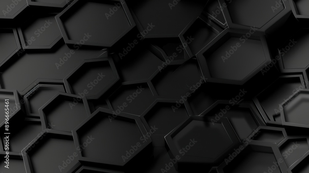 seamless pattern, Abstract black hexagonal geometric pattern background with 3D effect, suitable for technology and modern design themes. seamless pattern, Abstract black hexagonal geometric pattern background with 3D effect, suitable for technology and modern design themes.