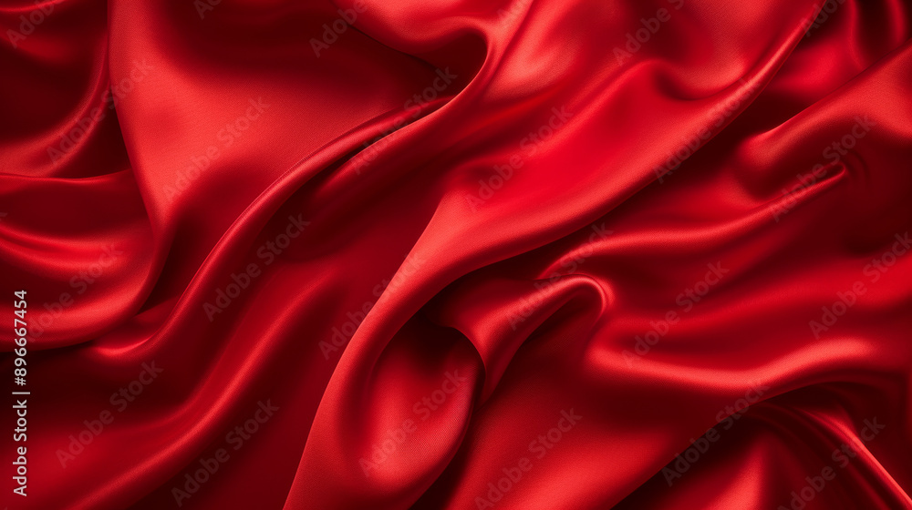 Red silk fabric with smooth ripples and Red silk fabric with smooth ripples and