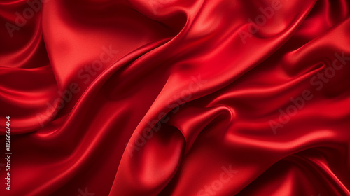 Red silk fabric with smooth ripples and