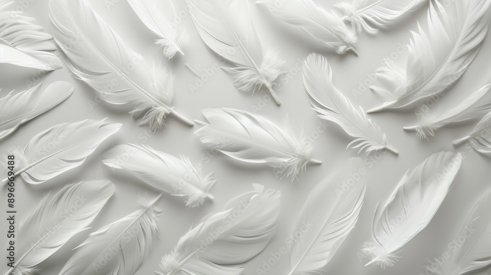 Obraz premium Minimalistic White Background with Soft Geometric Shapes for Design Concepts