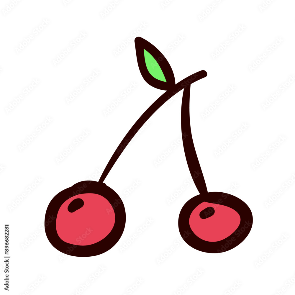 Cherry fresh fruit icon isolated design on a white Cherry fresh fruit icon isolated design on a white