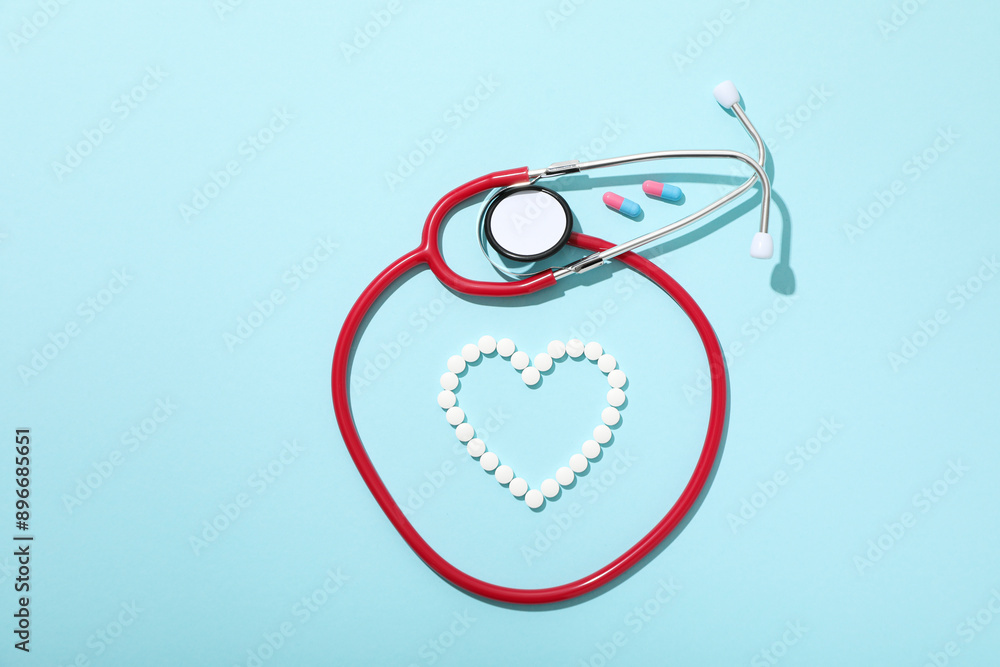 The concept of hormonal pills for the heart. The concept of hormonal pills for the heart.
