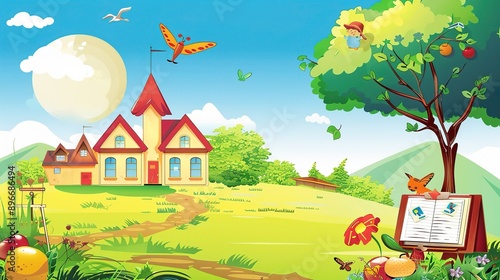 Colorful Pre-school Poster Background: Inspiring Learning and Play for Young Minds