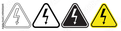 outline silhouette high danger voltage symbol set isolated o white background