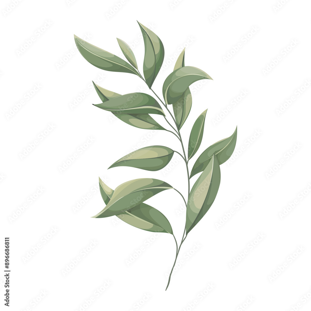 Fototapeta premium Hand painted leaves watercolor, Watercolor leave isolated illustration on white background