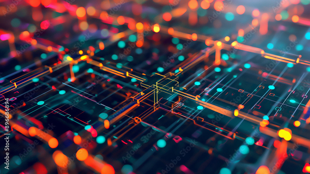 a blockchain visualization, interconnected nodes, data flow a blockchain visualization, interconnected nodes, data flow