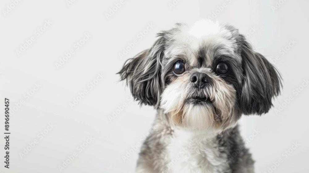 Shih tzu dog portrait on white backdrop Shih tzu dog portrait on white backdrop