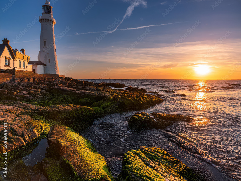 Fototapeta premium lighthouse at sunset
