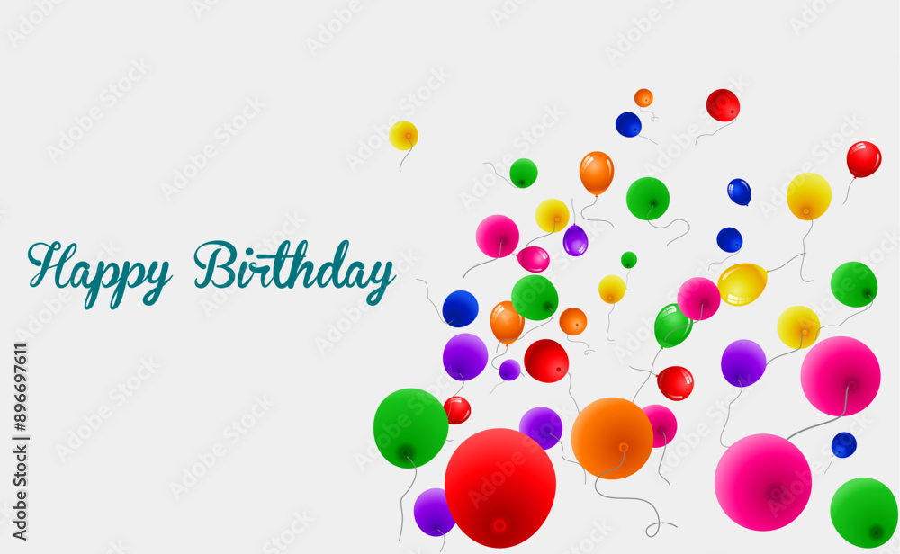 Happy Birthday card with colorful balloons and confetti. Vector illustration. Happy Birthday card with colorful balloons and confetti. Vector illustration.