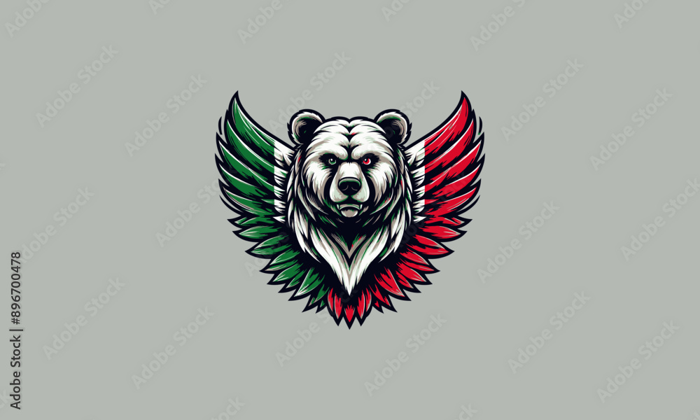 head grizzly roar with wings vector illustration mascot design head grizzly roar with wings vector illustration mascot design