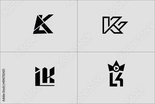 Mega logo collection Initial letter K icon Abstract design concept for branding, k letter vector logo abstract template