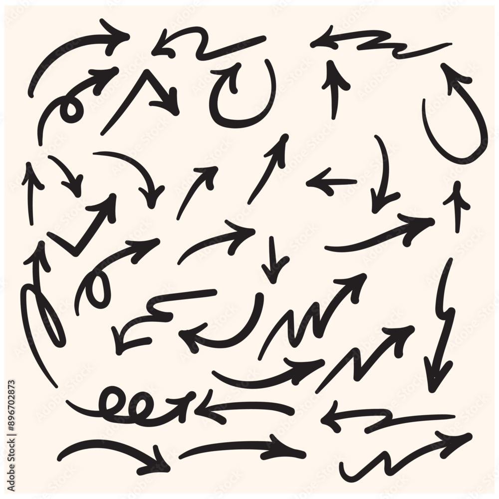 Doodle sketch style of Hand drawn lines, Arrows, circles and curves With illustration style doodle and line art Doodle sketch style of Hand drawn lines, Arrows, circles and curves With illustration style doodle and line art