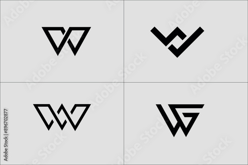 Set of Letter W Logo, Collection of initial letter w logo template icons for digital technology business
