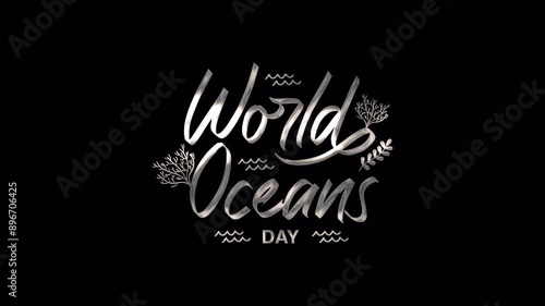 Silver World Oceans Day Text Animation